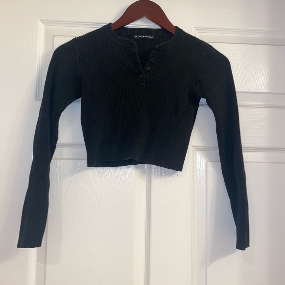 Brandy Melville Black Henley Top
